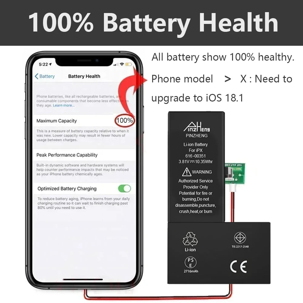 Battery For iPhone X XR XS 11 12 13 Mini Max Pro Pro max Warranty One Year