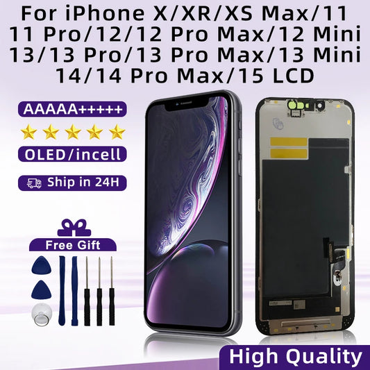 Choice OLED For iPhone X XR XS MAX 11 11 Pro 12Pro 12 LCD Display Screen Digitizer For iPhone 12 Mini 13 14 Pro Max 15 Incell